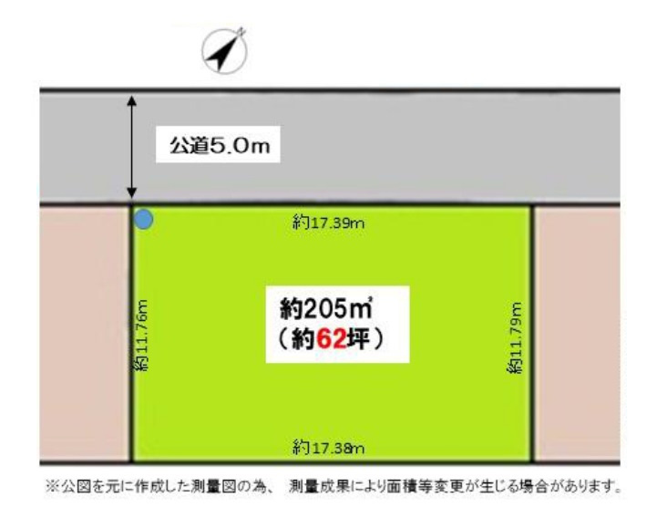 敷地面積62坪　売地　川越市小堤の土地図|区画図　敷地面積62坪！建築条件なし！お好きなハウスメーカーで建築可能です♪本下水！整形地！