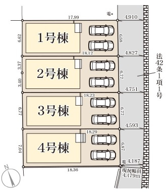 【区画図】 | 南城市佐敷新里（全4棟）1・2・3号棟 | ※4号棟成約済み