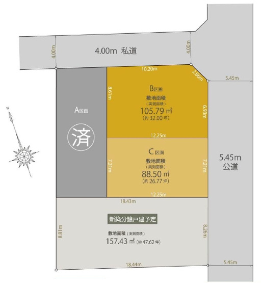 【区画図】 | 杉並区上荻３丁目　売地　C区画 | C区画：緑も点在しており、落ち着いた穏やかな雰囲気