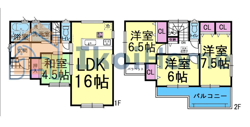 神戸市西区第4長畑町　新築戸建の間取り|【ホームページに現地動画掲載中】●年中無休：当日予約可●収納充実！嬉しい南向きバルコニー♪南側庭あり