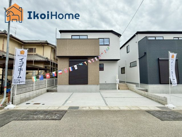 神戸市西区岩岡町岩岡１期2号棟　新築一戸建の外観|建物完成！静かな住宅環境♪岩岡小学校まで徒歩9分、岩岡中学校までは徒歩7分まで学校も安心の距離です◎