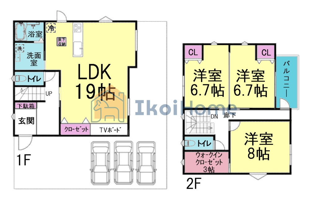 神戸市西区岩岡町　新築戸建の間取り|【ホームページに現地動画掲載中】●年中無休：当日予約可●各部屋6帖以上ございます。全室2面採光！