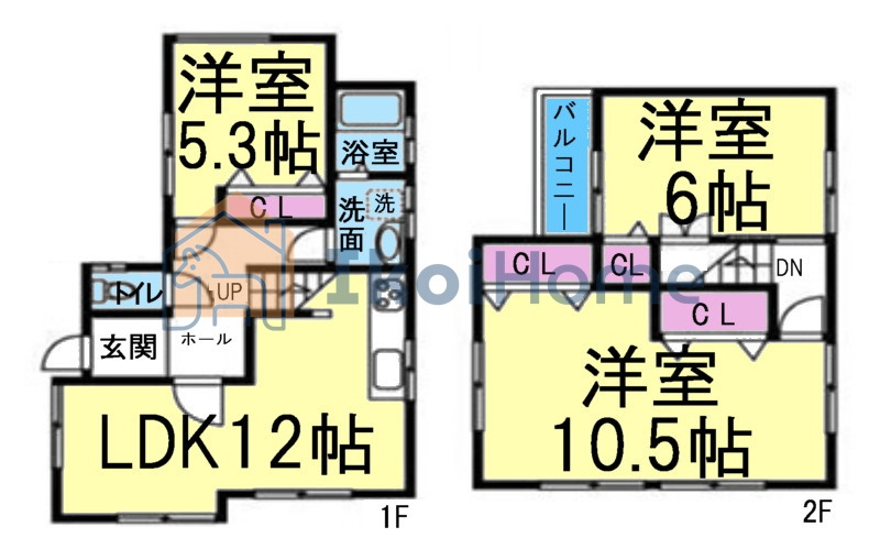 神戸西区伊川谷町有瀬　中古戸建の間取り|全居室に収納スペースを完備しております！前面道路との高低差があるので通風採光良好です♪