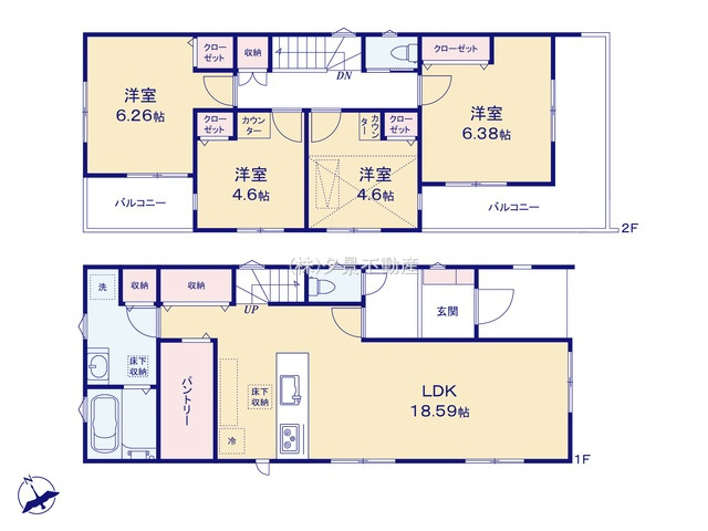 《仲介手数料無料》南区大字太田窪2610-4(2号棟)新築一戸建てミラスモの間取り