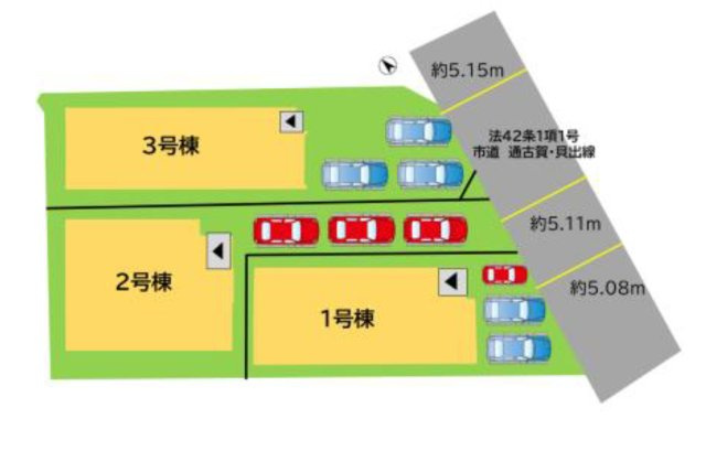 太宰府市都府楼南5丁目第1-3棟（3号棟）の区画図|配置図（3号棟）