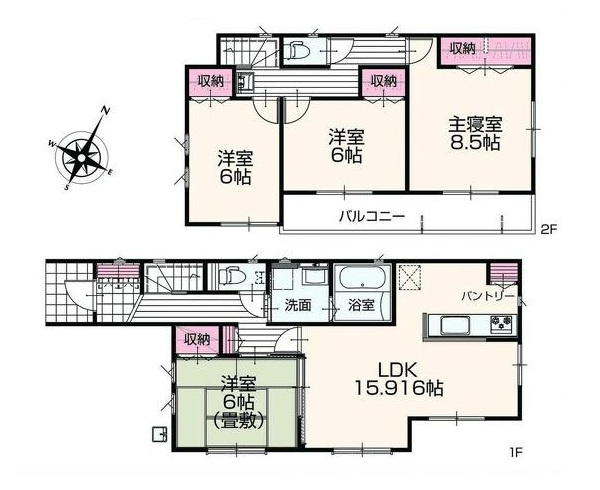 筑西市市野辺　新築戸建の間取り