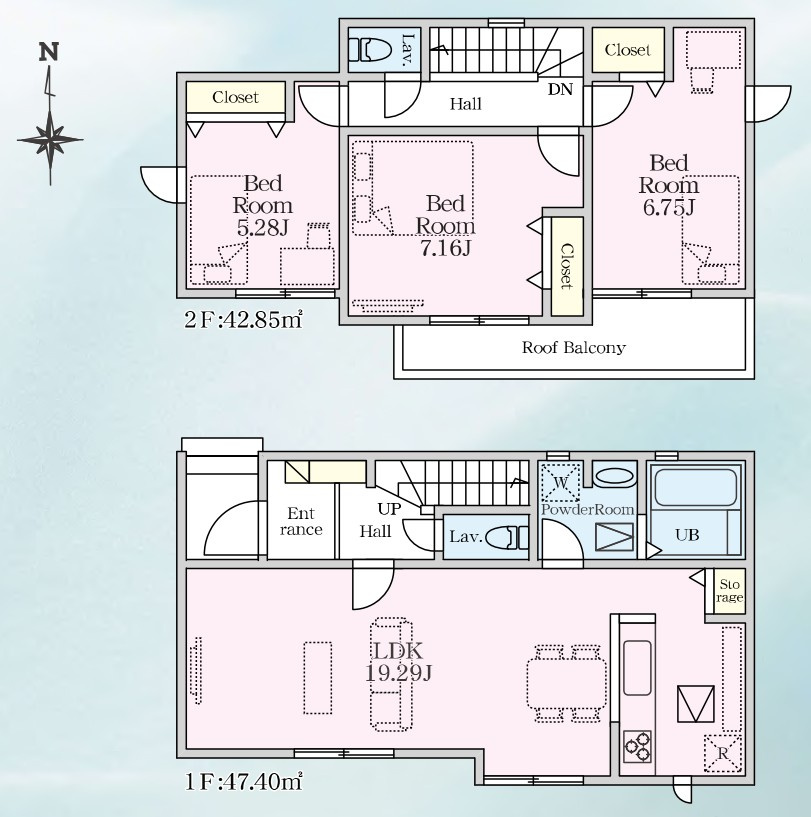 【新築戸建】高崎新保田中町24-1期　の間取り|■間取り図（3号棟）｜敷地面積：237.08（約71.72坪）　建物面積：90.25（約27.30坪）