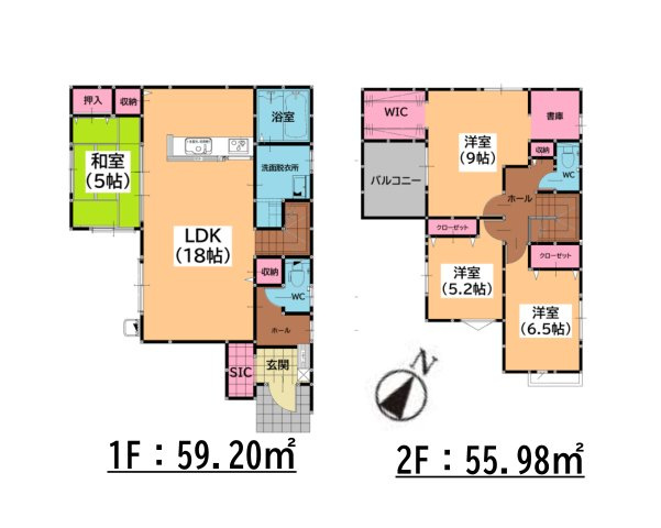 福岡市南区鶴田4丁目第4-3棟（3号棟）の間取り|全居室収納付きで便利です。
