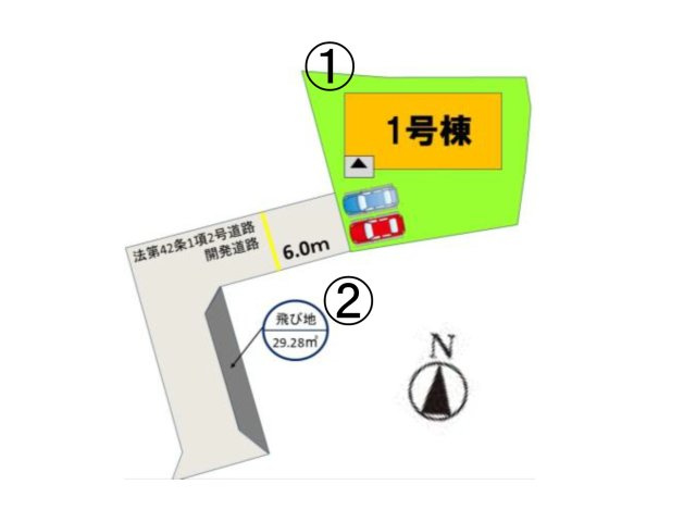 福岡市西区太郎丸2丁目第2-1棟（1号棟）の区画図|配置図（1号棟）
