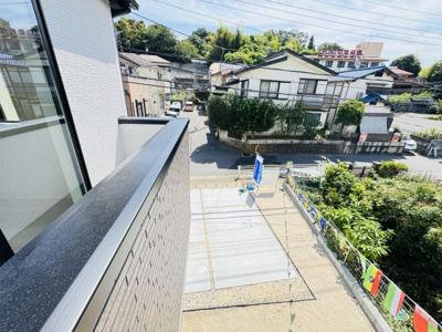 【展望】 | 松戸市和名ケ谷新築戸建【和名ケ谷小学校：3分】 | バルコニーより南側眺望・南側庭スペースにつき日当たり良好♪