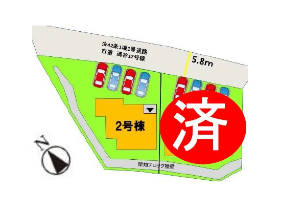 福津市福間南1丁目第3-2棟（2号棟）の区画図|配置図（2号棟）