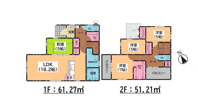 福津市光陽台6丁目第1-1棟（1号棟）の区画図|配置図（1号棟）