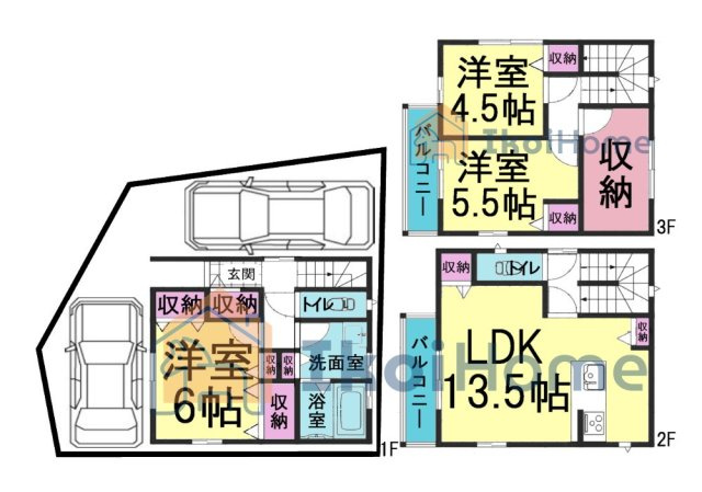 明石市魚住町西岡　新築戸建の間取り|【ホームページに現地動画掲載中】●年中無休：当日予約可●3SLDK＋3階建てのお家♪