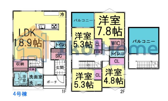 明石市東朝霧丘　4号棟　新築戸建の間取り|【ホームページに現地動画掲載中】●年中無休：当日予約可●ルーフバルコニー付きで日当たり良好！