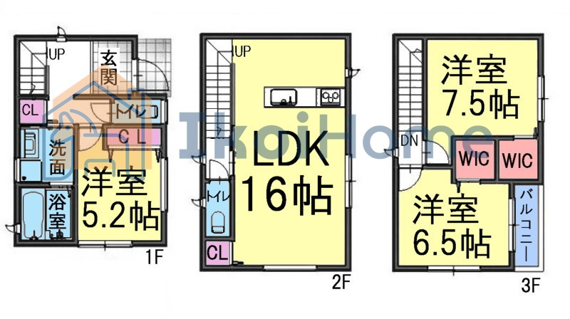 明石市魚住町清水　新築戸建の間取り|【ホームページに現地動画掲載中】●年中無休：当日予約可●3階建て、3LDKの南東角地物件です♪