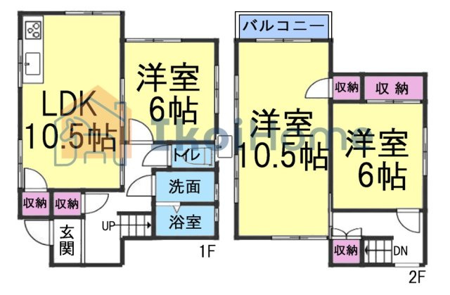 明石市朝霧東町１丁目　中古一戸建の間取り|【ホームページに現地動画掲載中】●年中無休：当日予約可●LDK10.5帖に6帖洋室が隣接します。