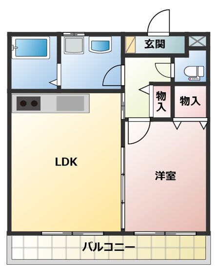 【間取り】 | ルクサスAKANE | 1LDKのお部屋です