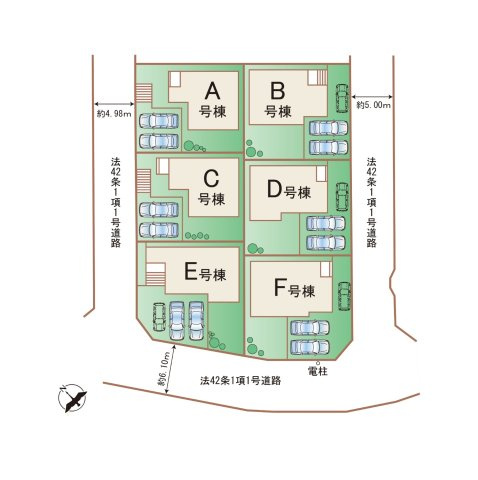 福岡市東区香住ケ丘5丁目第1-6棟（E号棟）の区画図|配置図（E号棟）