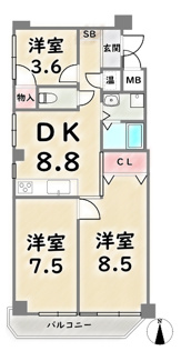 【間取り】 | タウンハイツ嵐山