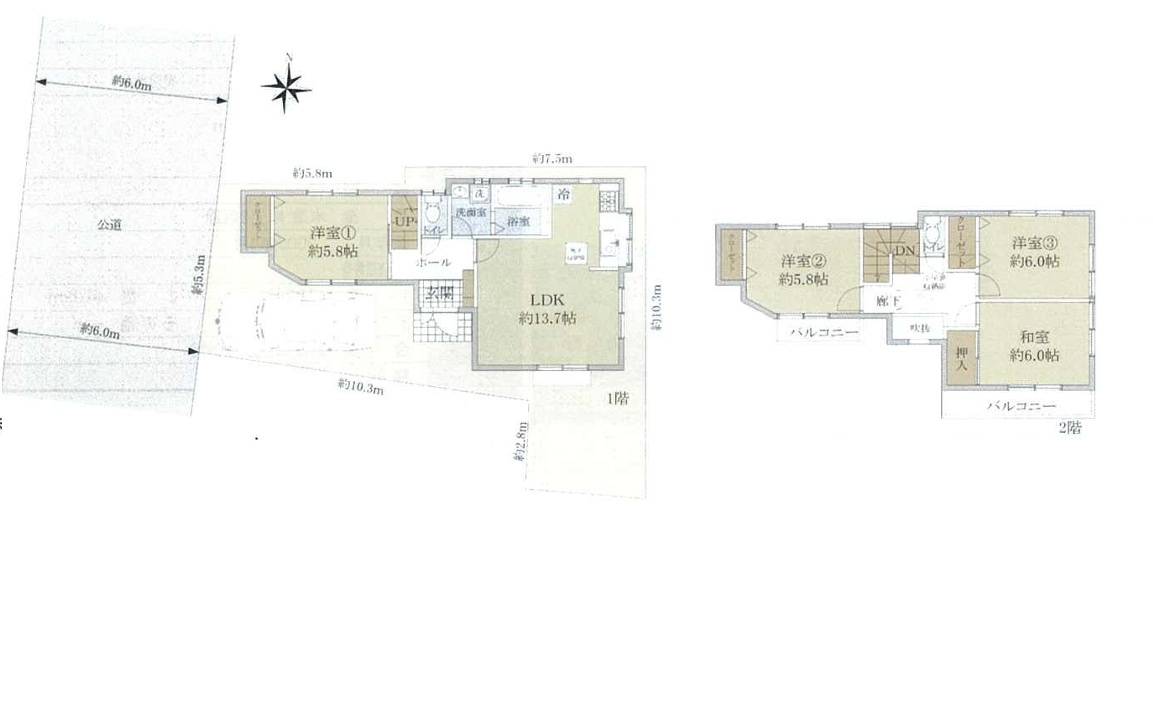 平塚市黒部丘　戸建の間取り