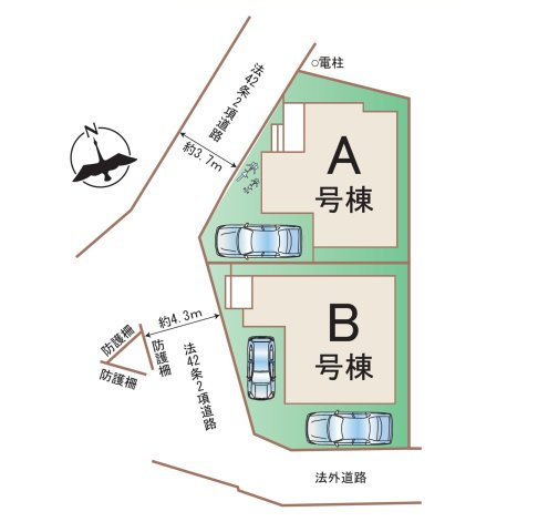 福岡市南区井尻3丁目第1-2棟（A号棟）の区画図|配置図（A号棟）