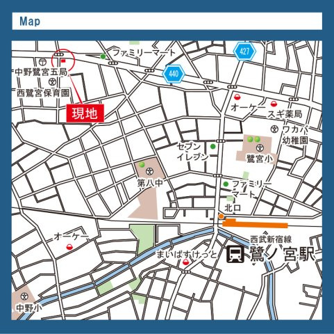 セザール鷺宮の地図|鷺ノ宮駅　徒歩１０分◎
