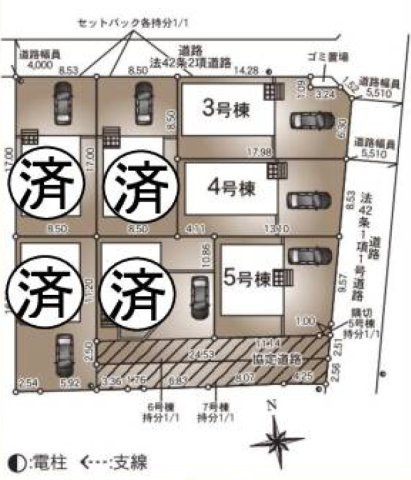 【Ｃｒａｄｌｅ Garden】　野田市七光台　第１８　全7邸の区画図|全棟配置図