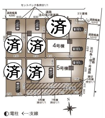 【Ｃｒａｄｌｅ Garden】　野田市七光台　第１８　全7邸の区画図|全棟配置図