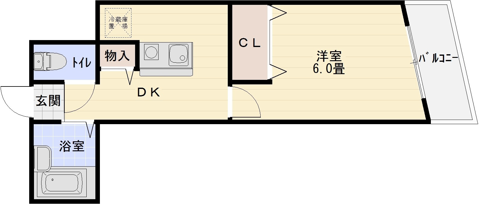 ウィールの間取り|河内国分駅　1K