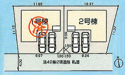 武蔵村山市岸3丁目　新築戸建全2棟の区画図