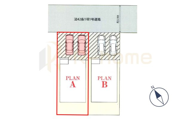守谷市松前台6丁目　新築戸建て　A号棟の区画図|大きなお買い物だからこそ、メリット・デメリットを伝えさせて頂きます。
R-homeにお任せください♪