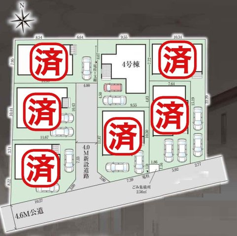 三郷市彦野1丁目　中古戸建の区画図|カースペース並列2台分完備！！