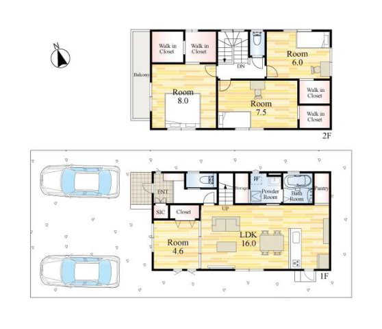 太宰府市五条6丁目第1-1棟（1号棟）の間取り|全居室収納付きで便利です。