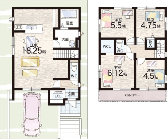 枚方市楠葉野田　第2期　新築一戸建ての外観パース