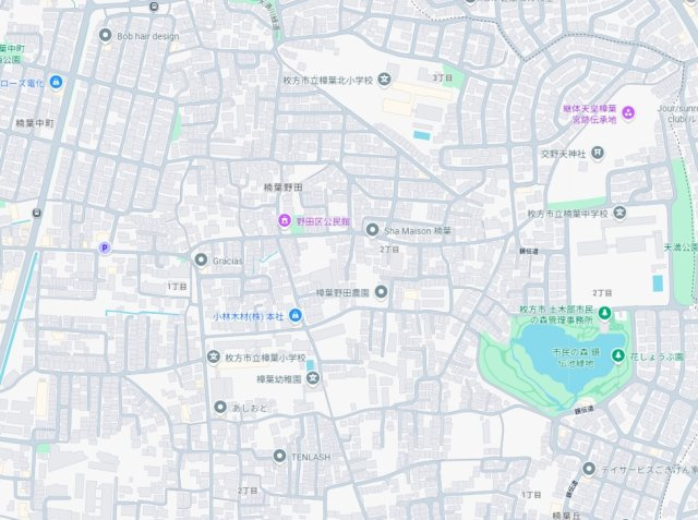 枚方市楠葉野田　第2期　新築一戸建ての地図