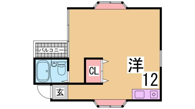神戸市兵庫区大開通６丁目の賃貸マンションの間取り