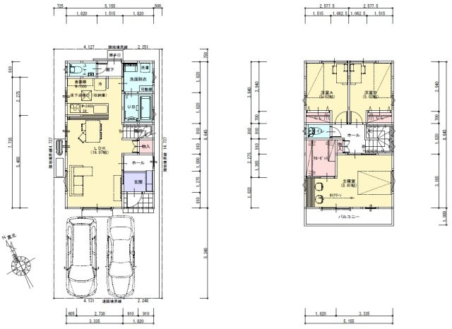 百石町　建築条件なし　売土地　4号地の参考プラン|建物プラン例（4号地）建物価格　1860万円、建物面積　87.46㎡