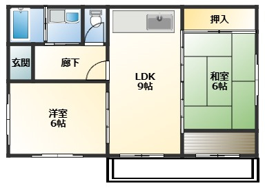 一万城平良貸家の間取り