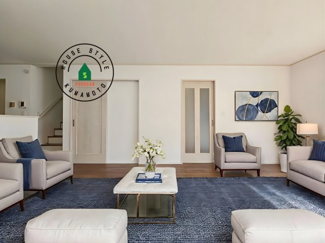 菊池郡大津町杉水第1-3棟（B号棟）の居間・リビング|明るく開放的なリビングダイニングは豊かな陽光が注ぎ込み、やすらぎの空間を演出してくれます。ご家族で楽しいひとときをお過ごし下さい。※家具はCGを合成したものです。