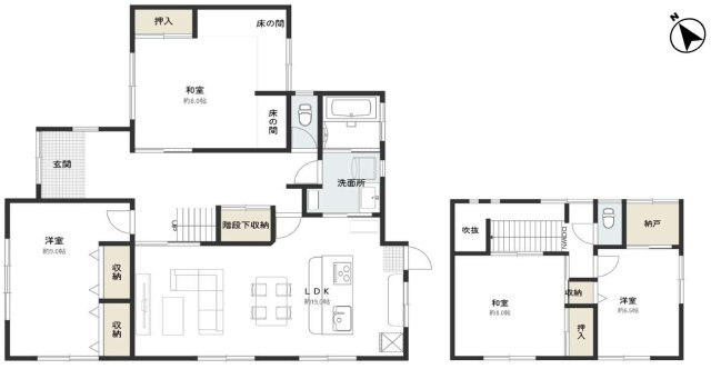 【間取り】 | 仲介手数料無料！常盤小学校に通えるリフォーム済み中古住宅！宇部市西岐波 | お客様のご意見を凝縮した使いやすい間取り
