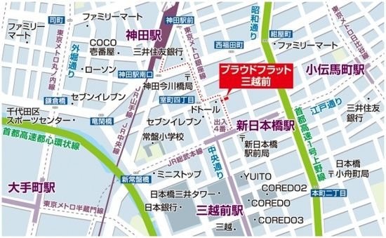 プラウドフラット三越前の地図