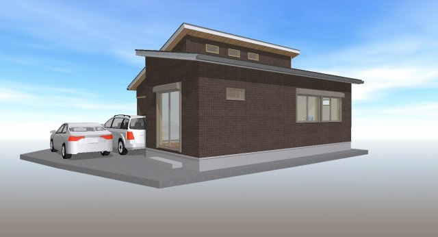 福井東町　建築条件付き　南棟　売土地（全2区画）の外観パース|南棟　建物プラン例　建物価格　1980万円　建物面積　71.20㎡