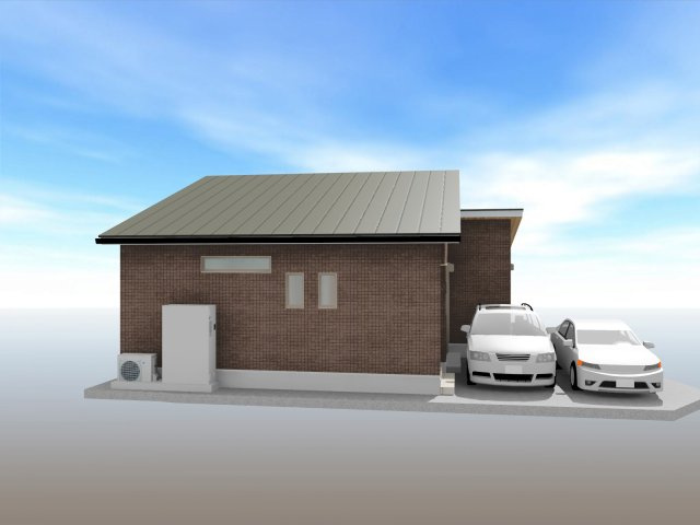 福井東町　建築条件付き　南棟　売土地（全2区画）の外観パース|南棟　建物プラン例　建物価格　1980万円　建物面積　71.20㎡