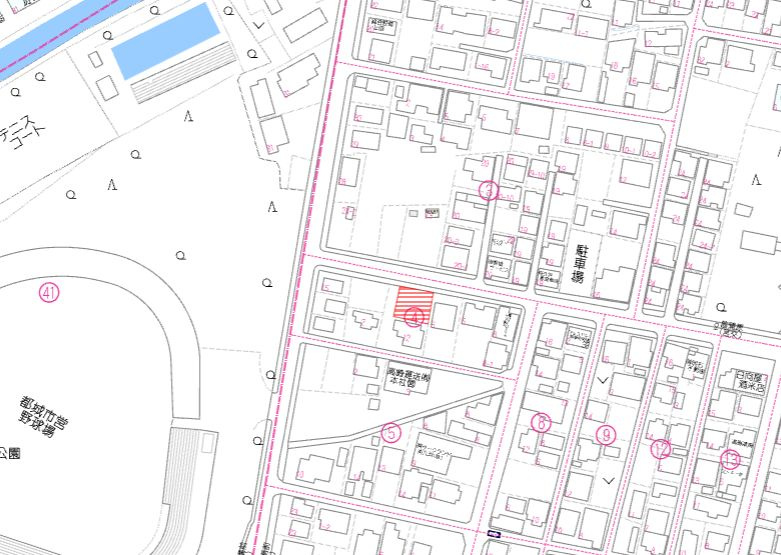 都城市菖蒲原町の売地の土地図