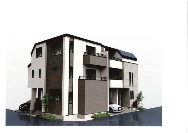 桜川2丁目・新築戸建て・A号棟の外観パース|2026年1月完成予定です。建物プレゼンテーション随時受け付けております。