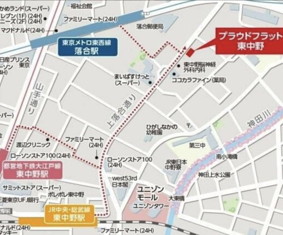 プラウドフラット東中野の地図