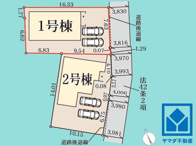 草津市橋岡町　3期　1号棟の区画図
