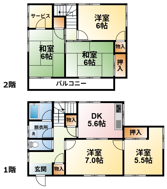 大網白里市上谷新田383戸建の間取り