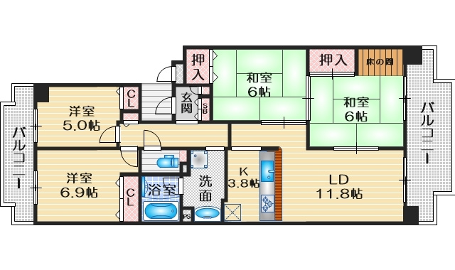 ジオ緑地公園3番館の間取り