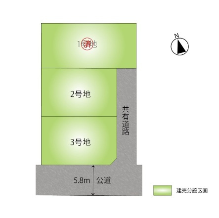 宮崎市恒久南3丁目Ⅱ期(2号棟)の区画図|配置図（2号棟）